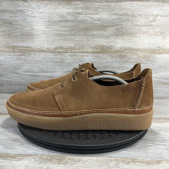 Clarks Men’s Clarkwood Low Brown Suede Oxford Sneakers Size 11.5 - Picture 1 of 8